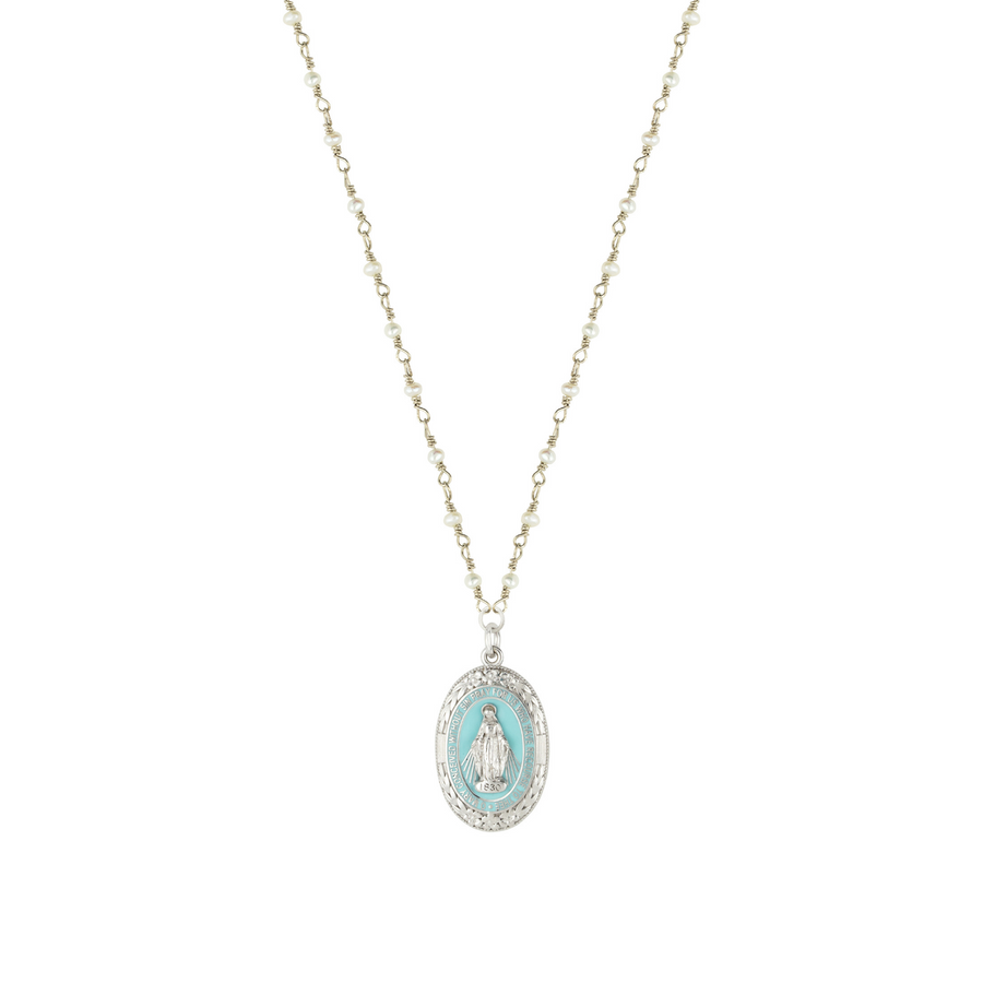 Miraculous medal sales necklace white gold